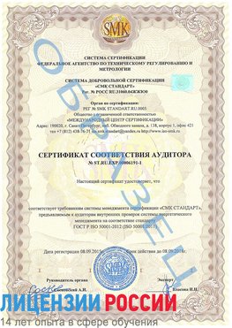 Образец сертификата соответствия аудитора №ST.RU.EXP.00006191-1 Тимашевск Сертификат ISO 50001